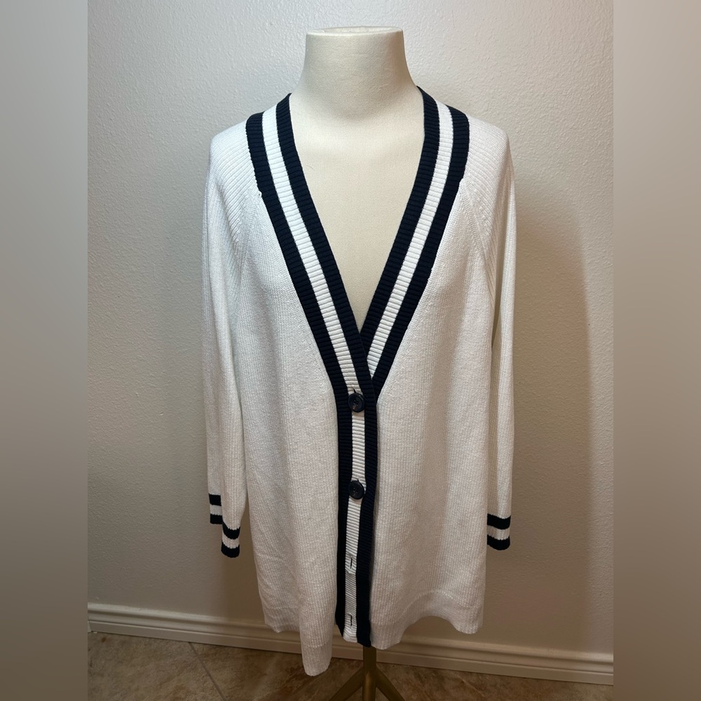 Laura Scott Varsity-Style Cardigan Sweater -Size XL